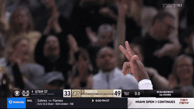 A Basketball Game Between Utah And Purdue Is Being Shown On Cbs GIF