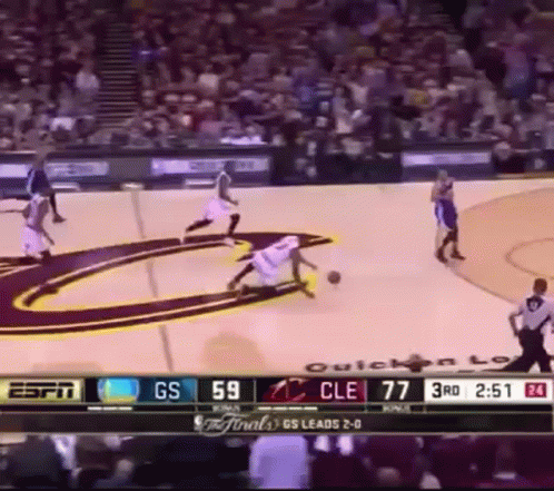 A Basketball Game Is Being Played Between Gs And Cle And The Score Is 59 To 77 GIF
