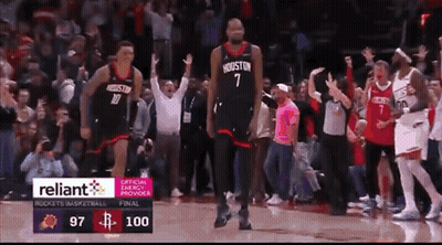 A Basketball Game Is Being Played Between The Houston Rockets And The San Antonio Spurs GIF