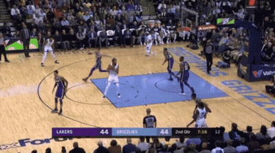 A Basketball Game Is Being Played Between The Lakers And Grizzlies GIF