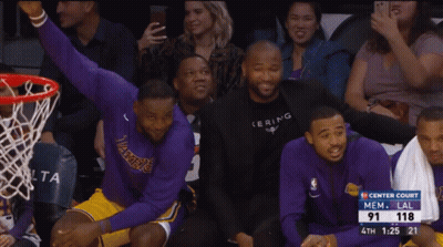 A Basketball Game Is Being Played Between The Lakers And Memphis Grizzlies GIF