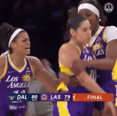 A Basketball Game Is Being Played Between The Los Angeles And Las Vegas GIF