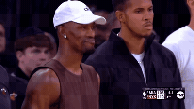 A Basketball Game Is Being Played Between The Miami Heat And Nyk GIF