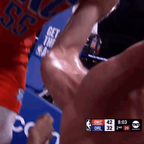 A Basketball Game Is Being Played Between The Okc And Orl Teams GIF