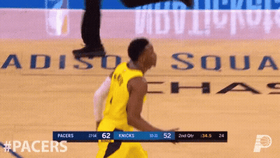 A Basketball Game Is Being Played Between The Pacers And The Knicks .. GIF
