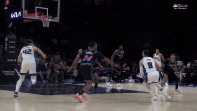 A Basketball Game Is Being Played In A Stadium With A Kia Sign In The Background GIF