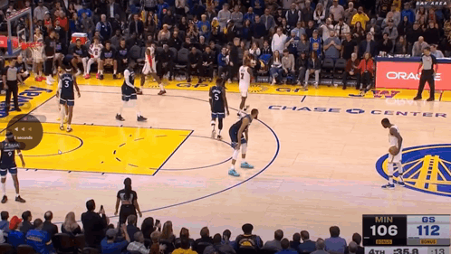 A Basketball Game Is Being Played In Chase Center GIF