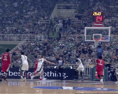 A Basketball Game Is Being Played In Front Of A Banner That Says Best GIF