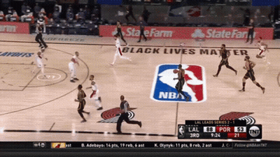 A Basketball Game Is Being Played In Front Of A Banner That Says State Farm GIF
