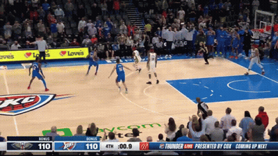 A Basketball Game Is Being Played In Front Of A Crowd With The Score 110 To 110 GIF