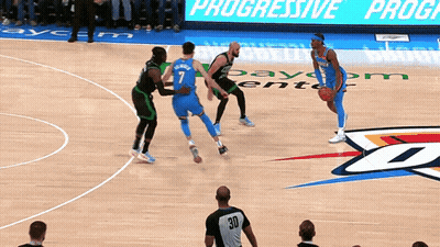 A Basketball Game Is Being Played In Front Of A Progressive Program Sign GIF