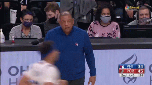 A Basketball Game Is Being Played In Philadelphia And The Score Is 34 To 45 GIF