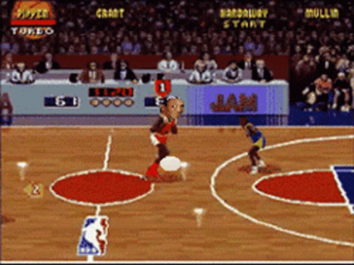 A Basketball Game Is Being Played On A Computer GIF