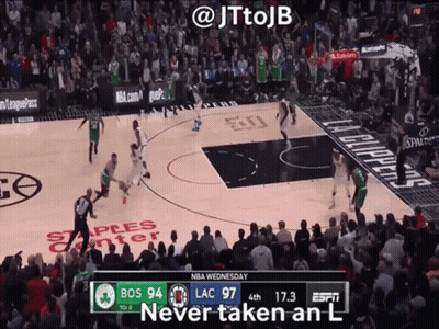 A Basketball Game Is Being Played On A Court That Says Staples Center GIF