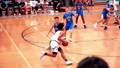 A Basketball Game Is Being Played On A Court With Players Wearing Cats Uniforms GIF