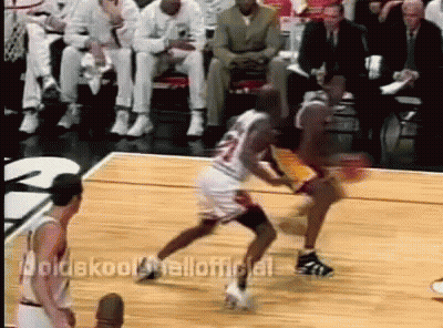 A Basketball Game Is Being Played On A Court With The Word Oldskool On The Bottom Right Corner GIF