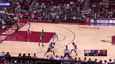 A Basketball Game Is Being Played On A Court With Toyota Center Written On It GIF