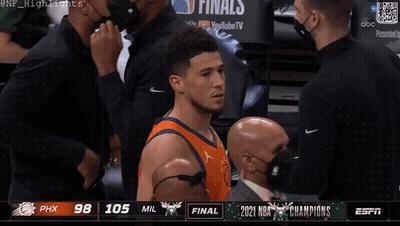 A Basketball Game Is Being Played On Espn And The Score Is 98-105 Mil GIF
