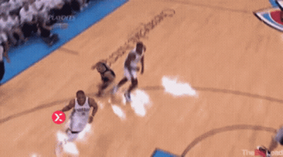 A Basketball Game Is Being Played With A Red X In The Middle GIF