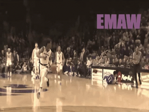 A Basketball Game Is Being Played With The Word Emaw On The Bottom GIF