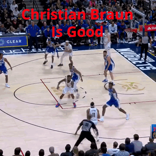 A Basketball Game Is Being Played With The Words Christian Braun Is Good Above It GIF