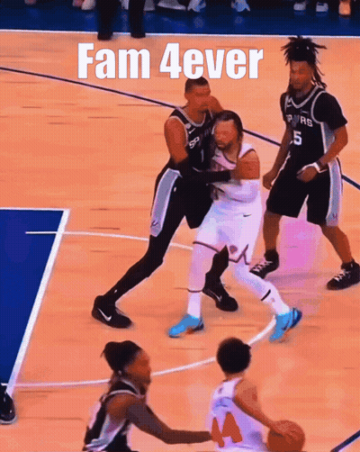 A Basketball Game Is Being Played With The Words Fam 4Ever Above It GIF