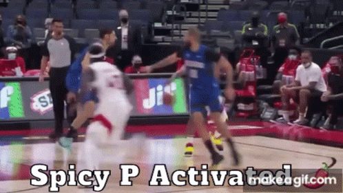 A Basketball Game Is Being Played With The Words Spicy P Activated In The Corner GIF