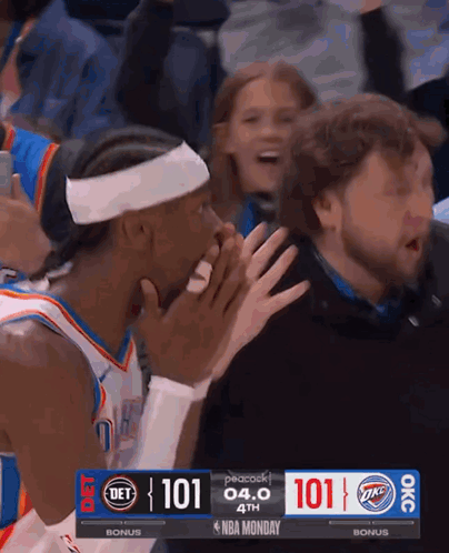 A Basketball Game Is Being Shown On Peacock And The Score Is 101 To 101 GIF