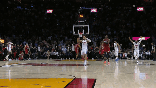 A Basketball Game Is Underway And The Scoreboard Displays A Score Of 0 To 6 GIF