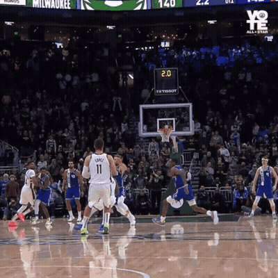 A Basketball Game Is Underway And The Scoreboard Says 2.0 GIF