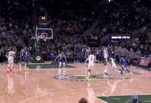 A Basketball Game Is Underway And The Scoreboard Says 25 GIF