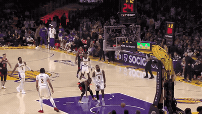 A Basketball Game Is Underway And The Scoreboard Shows The Time As 24 Seconds GIF