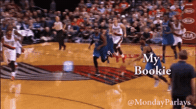 A Basketball Game With The Words " My Bookie " On It GIF