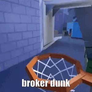 Basketball Hoop With Broker Dunk GIF
