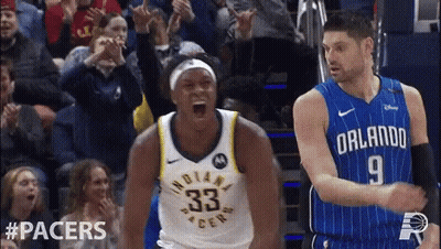 A Basketball Player For The Indiana Pacers Is Screaming GIF