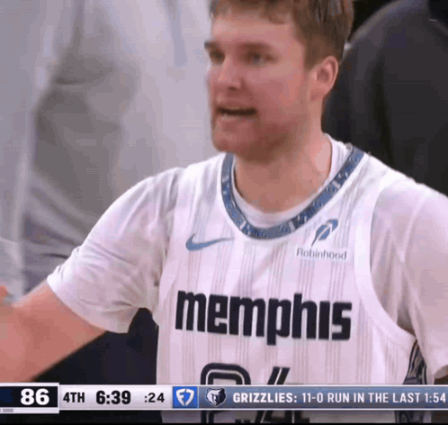 A Basketball Player For The Memphis Grizzlies Looks To His Left GIF
