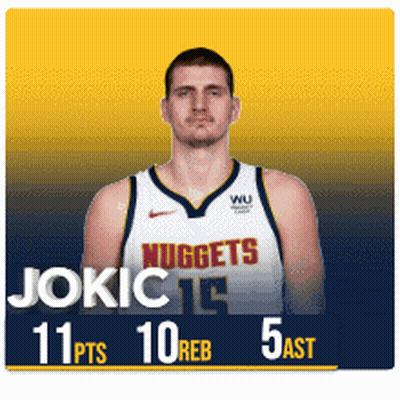A Basketball Player For The Nuggets Has 11 Points And 10 Rebounds GIF
