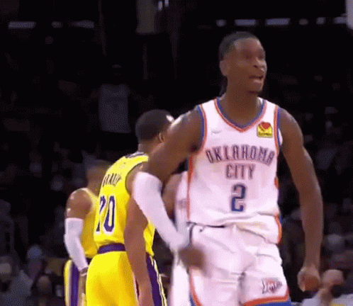 A Basketball Player From Oklahoma City Is Talking To Another Player GIF
