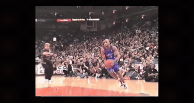 A Basketball Player In A Blue Jersey With The Number 15 On It GIF