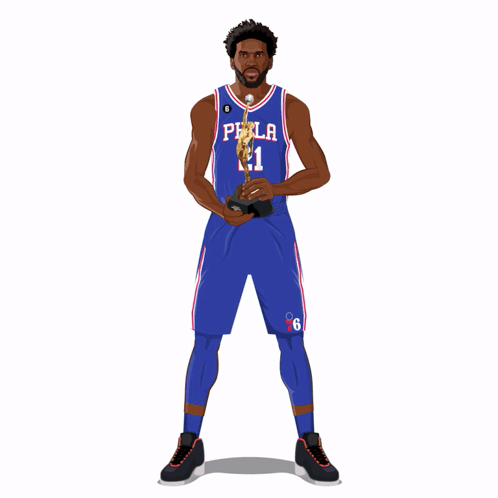 A Basketball Player In A Blue Jersey With The Number 21 On It GIF