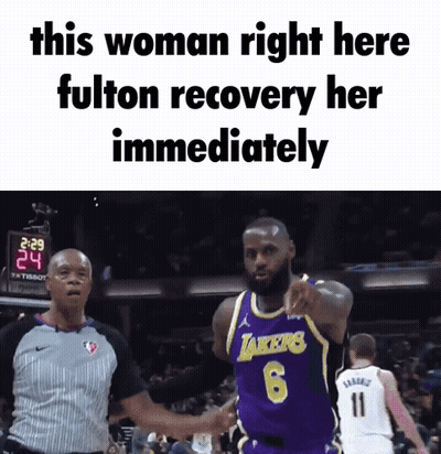 A Basketball Player In A Lakers Jersey Shakes Hands With The Referee GIF