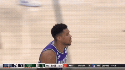 A Basketball Player In A Purple Jersey With The Number 4 On It GIF