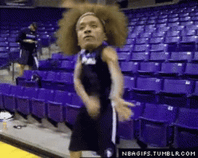 A Basketball Player In A Purple Uniform Is Dancing GIF