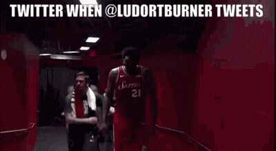 A Basketball Player In A Red Jersey Says Twitter When @Ludortburner Tweets . GIF