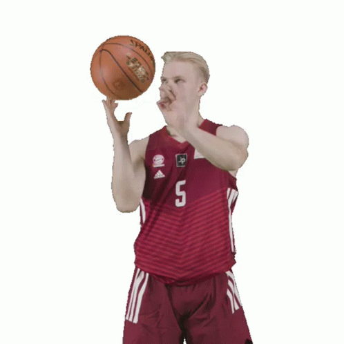 A Basketball Player In A Red Jersey With The Number 5 On It GIF