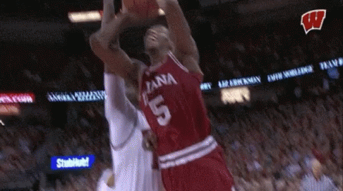 A Basketball Player In A Red Jersey With The Number 5 GIF
