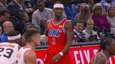 A Basketball Player In A Red Okc Jersey GIF