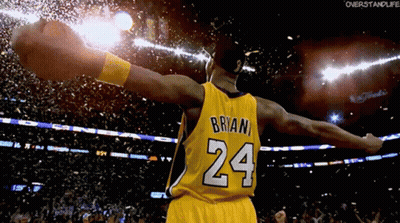 A Basketball Player In A Yellow Jersey With The Number 24 On The Back GIF