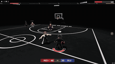 A Basketball Player Is Dribbling The Ball While Another Player Tries To Block Him . GIF