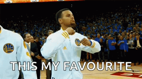 A Basketball Player Is Giving A Fist Bump In Front Of A Crowd And The Words `` This My Favourite '' . GIF